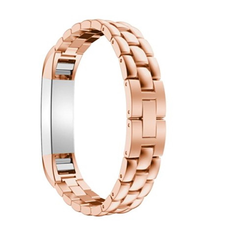 Luxury Dragon Texture Metal Stainless Steel Strap Replacement for Fitbit Alta Fitness Wristband - Rose Gold Color-2