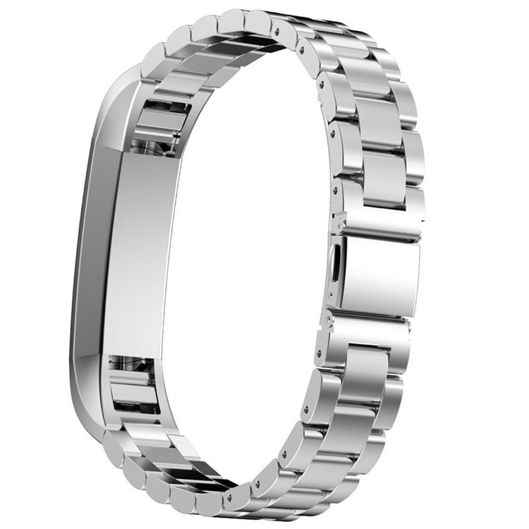 Luxury Three Beads Stainless Steel Wristband with Folding Clasp for Fitbit Alta - Silver Color-2