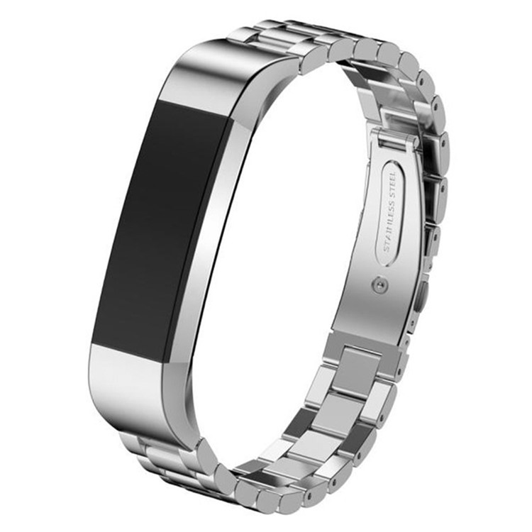 Luxury Three Beads Stainless Steel Wristband with Folding Clasp for Fitbit Alta - Silver Color-4