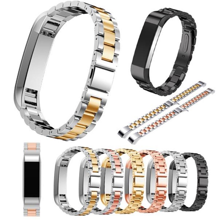 Luxury Three Beads Stainless Steel Wristband with Folding Clasp for Fitbit Alta - Silver Color-5