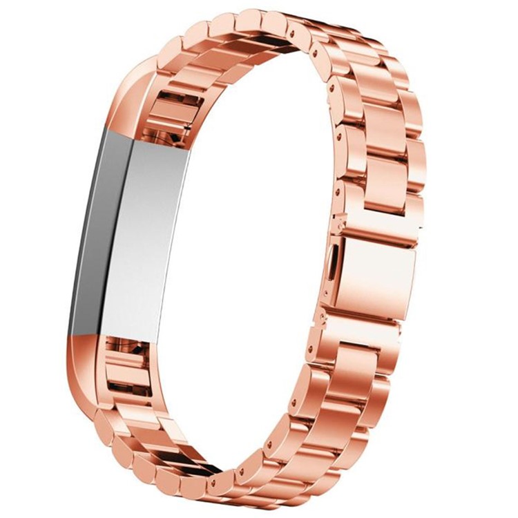 Substituição De Banda De Aço Inoxidável De Três Peças De Luxo Para Fitbit Alta - Cor Rosa Dourada-2