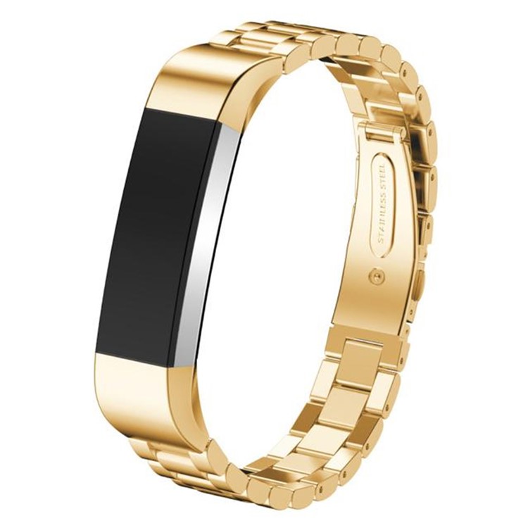 Luxury Three Beads Stainless Steel Folding Clasp Wrist Strap for Fitbit Alta - Gold Color-4