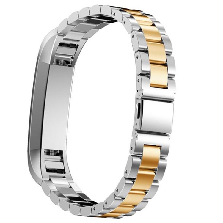 Luxury Three Beads Stainless Steel Metal Wrist Band for Fitbit Alta - Gold Color + Silver-2