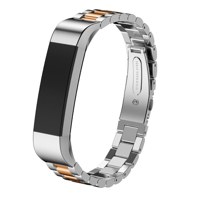 Luxury Three Beads Stainless Steel Metal Wrist Band for Fitbit Alta - Gold Color + Silver-4