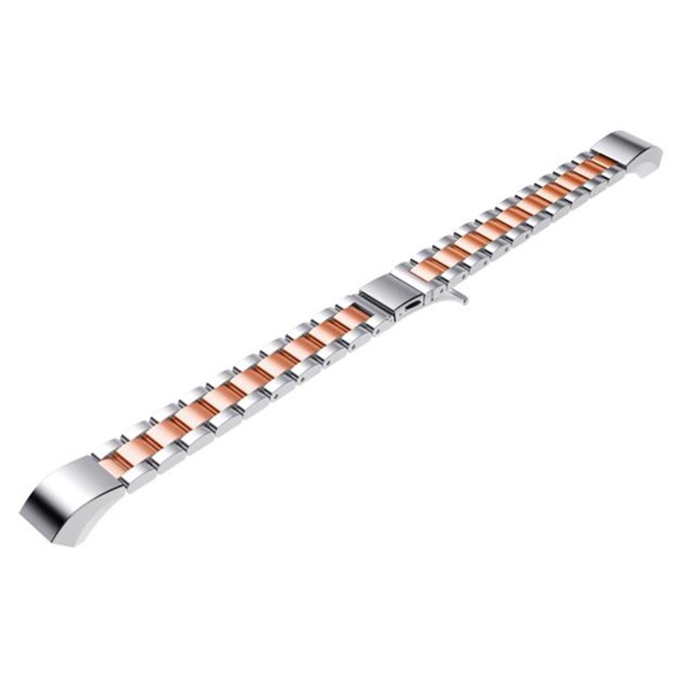 Luxury Three Beads Stainless Steel Watch Band Replacement for Fitbit Alta - Rose Gold Color + Silver-1