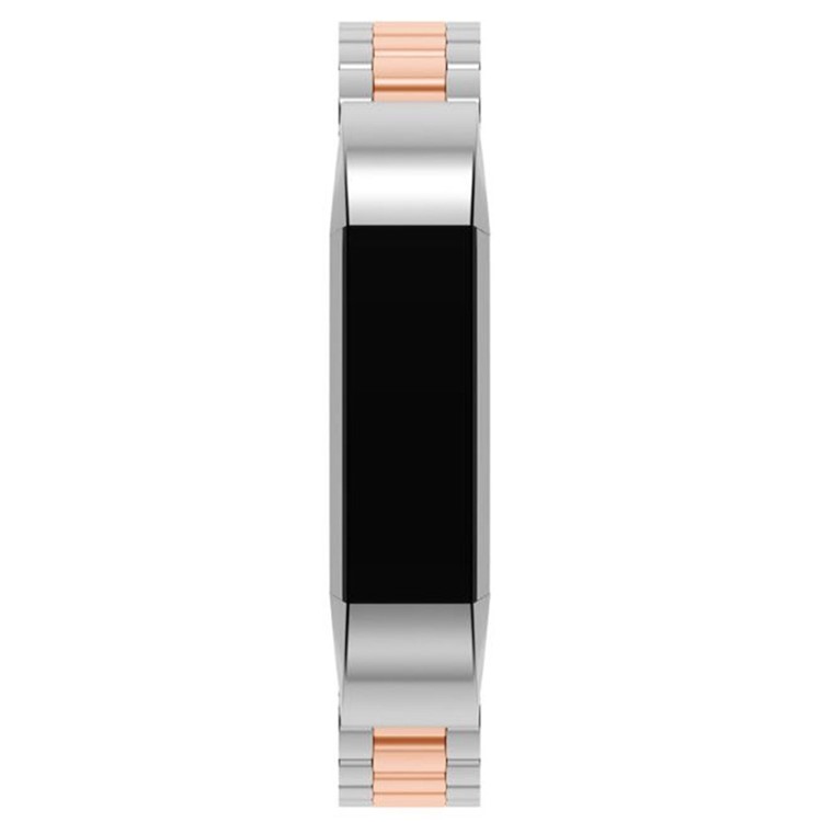 Luxury Three Beads Stainless Steel Watch Band Replacement for Fitbit Alta - Rose Gold Color + Silver-3