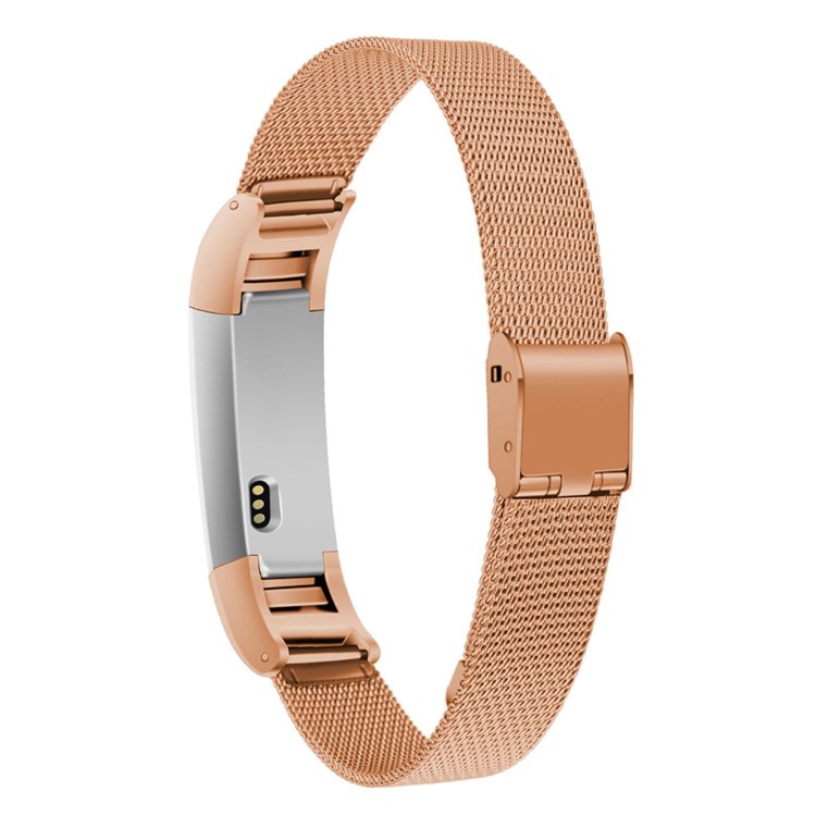 Milanese Stainless Steel Watch Strap Raplacement for Fitbit Alta - Rose Gold Color-2