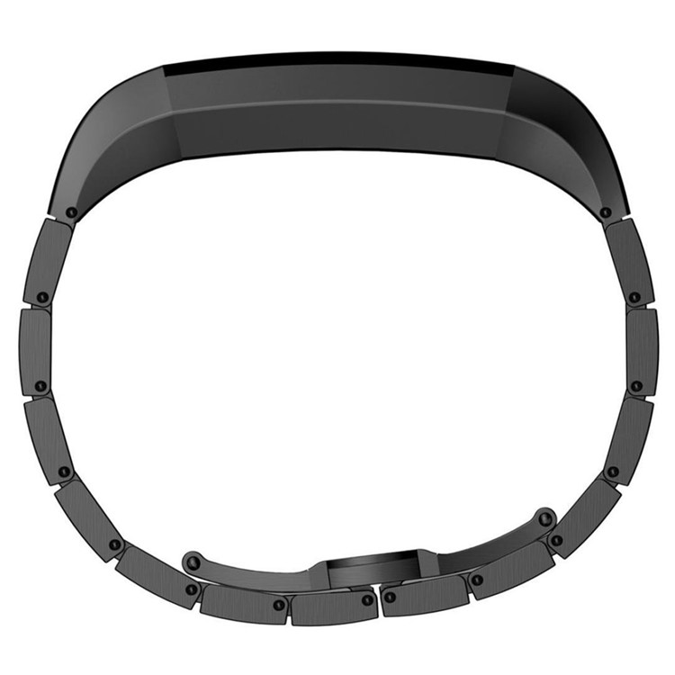 Solid Link Stainless Steel Watch Band with Butterfly Buckle for Fitbit Alta - Black-3