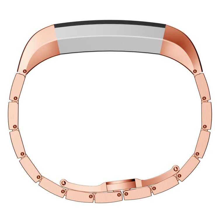 Solid Stainless Steel Link Bracelet Watch Band with Butterfly Buckle for Fitbit Alta - Rose Gold Color-3