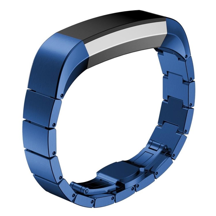 Solid Link Stainless Steel Watch Band Replacement for Fitbit Alta - Blue-2