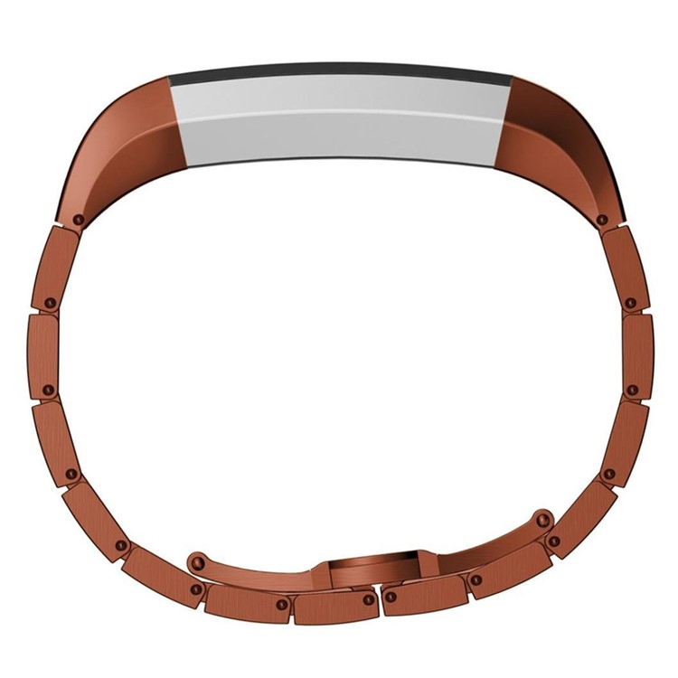 Butterfly Buckle Solid Link Stainless Steel Watch Strap for Fitbit Alta - Coffee-3