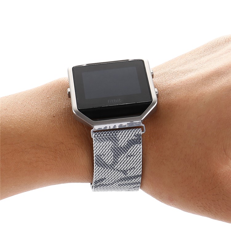 Tarnmuster Magnetisches Milanese Edelstahlarmband Für Fitbit Blaze - Silberfarbe-4