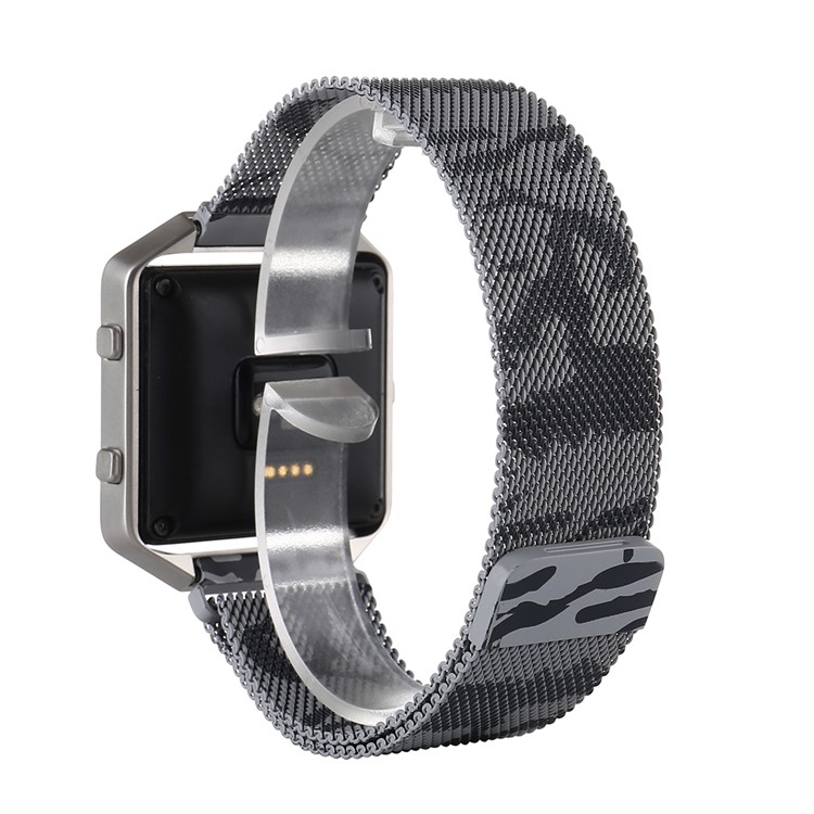Magnetic Milanese Stainless Steel Watch Band Bracelet with Camouflage Pattern for Fitbit Blaze - Grey-2