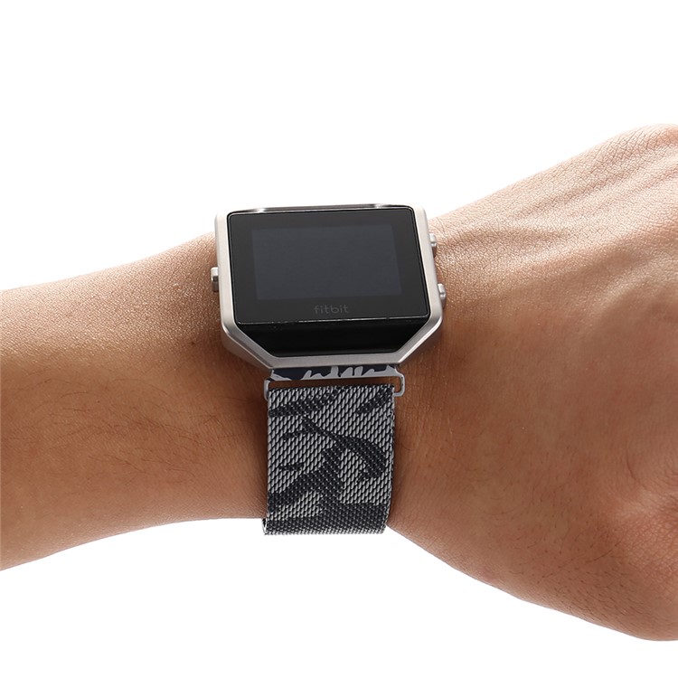 Magnetic Milanese Stainless Steel Watch Band Bracelet with Camouflage Pattern for Fitbit Blaze - Grey-4