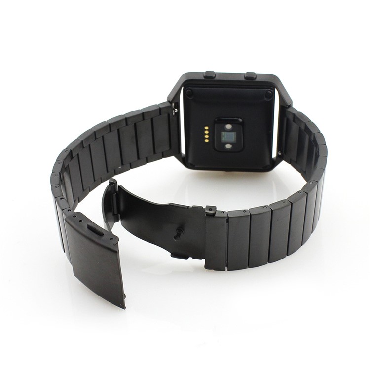 Solid Link Stainless Steel Watch Strap with Folding Clasp for Fitbit Blaze - Black-2