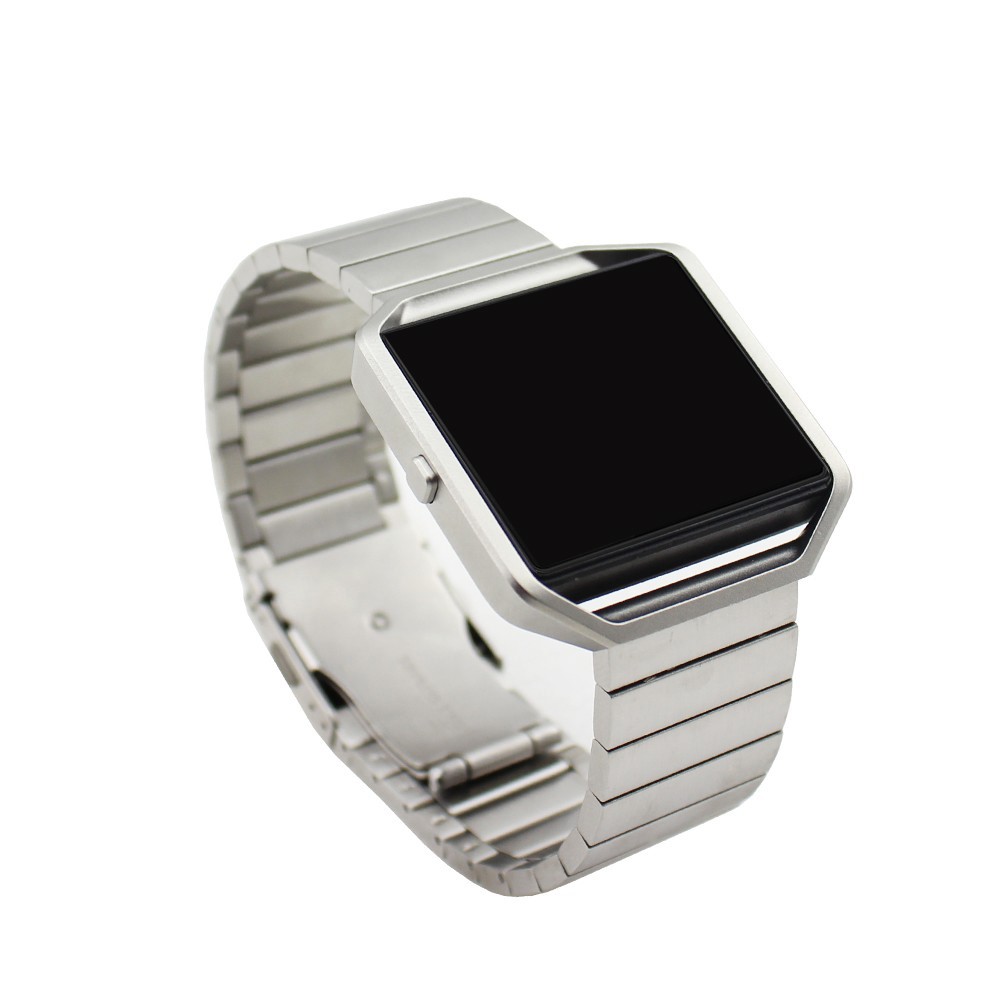 Solid Stainless Steel Watch Strap Link Bracelet for Fitbit Blaze - Silver Color-1