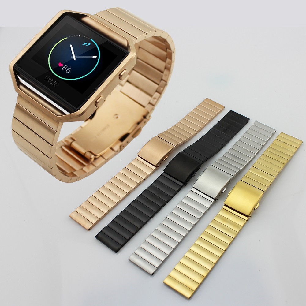 Solid Stainless Steel Watch Strap Link Bracelet for Fitbit Blaze - Silver Color-3