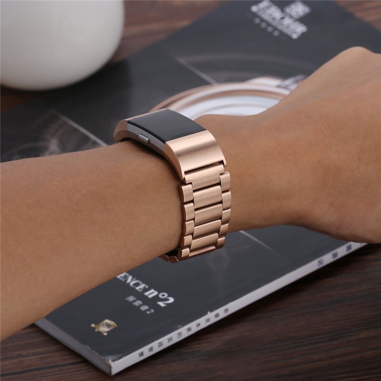 Luxury Three Beads Stainless Steel Band Replacement for Fitbit Charge 2 - Rose Gold Color-4