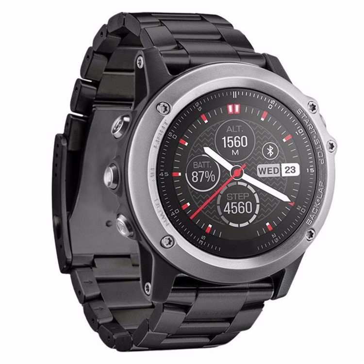 Luxury Three Beads Stainless Steel Metal Strap with Folding Clasp for Garmin Fenix 3 - Black-1