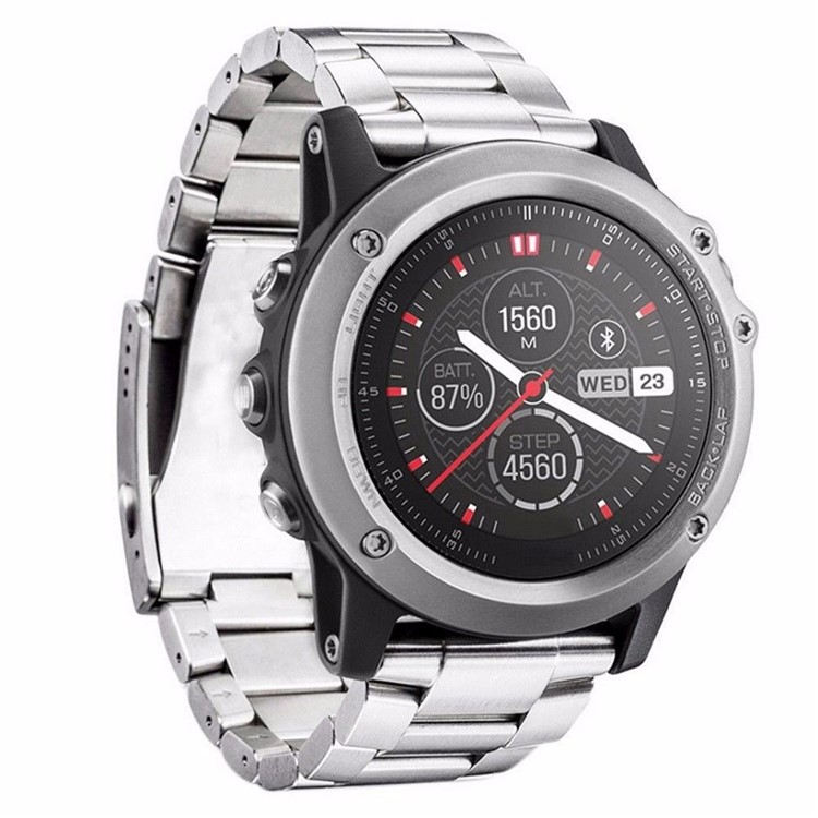 Three Beads Luxury Stainless Steel Wristband with Folding Clasp for Garmin Fenix 3 - Silver Color-1