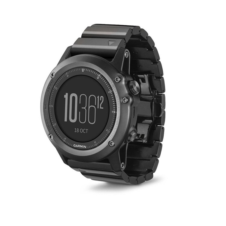 Relógio de aço inoxidável com fivela de borboleta para Garmin Fenix ??3 - Preto-4