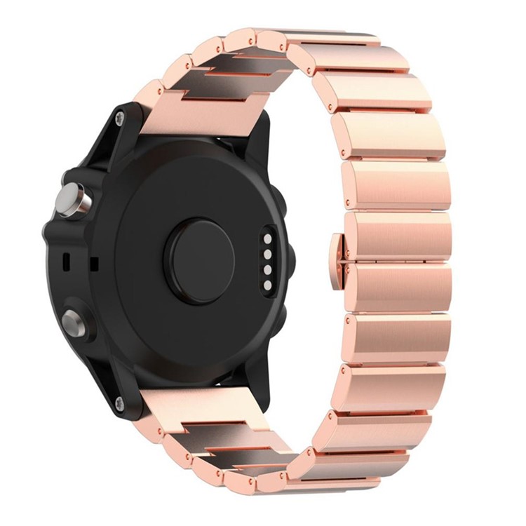 Solid Stainless Steel Link Bracelet Watch Strap with Butterfly Buckle for Garmin Fenix 3 - Rose Gold Color-3