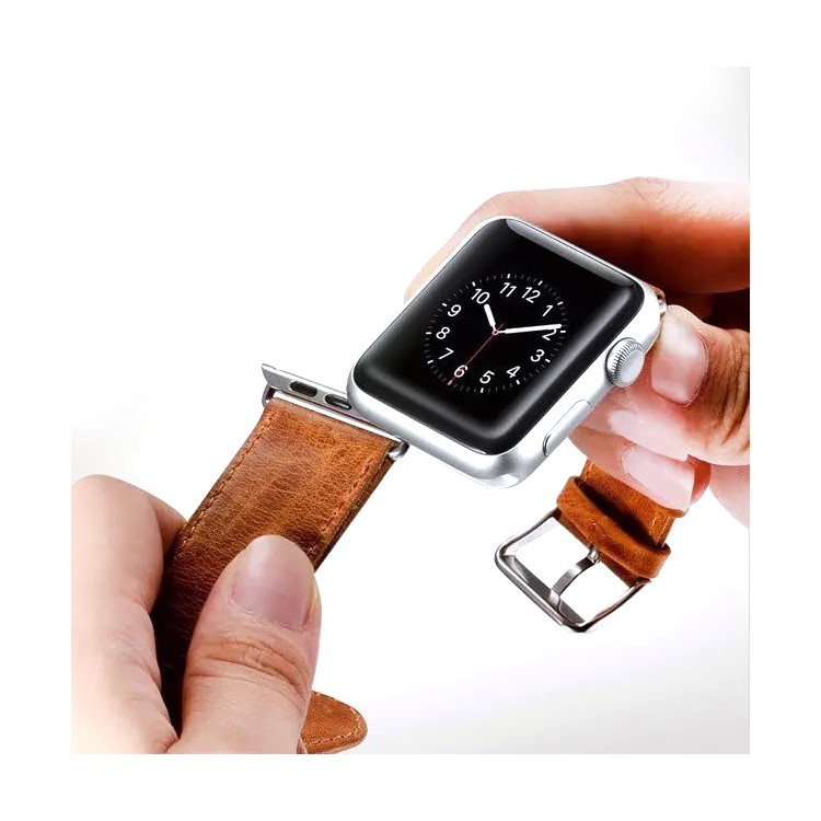Retro Style Crazy Horse Leather Watch Band with Lugs Adapters for Apple Watch Series 4 40mm / Series 3 2 1 38mm - Brown-5