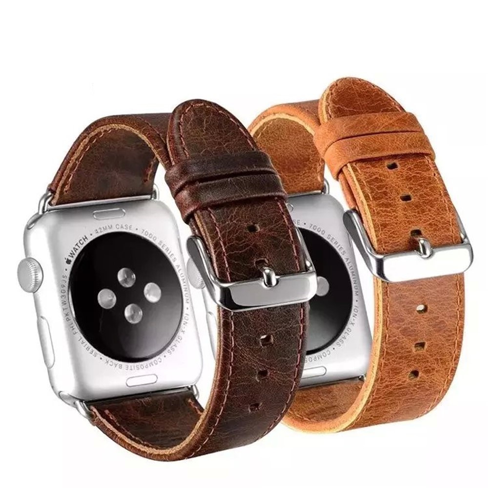 Crazy Horse Texture Retro Leather Watch Strap with Lugs Adapters for Apple Watch Series 3 / 2 / 1 42mm - Brown-6