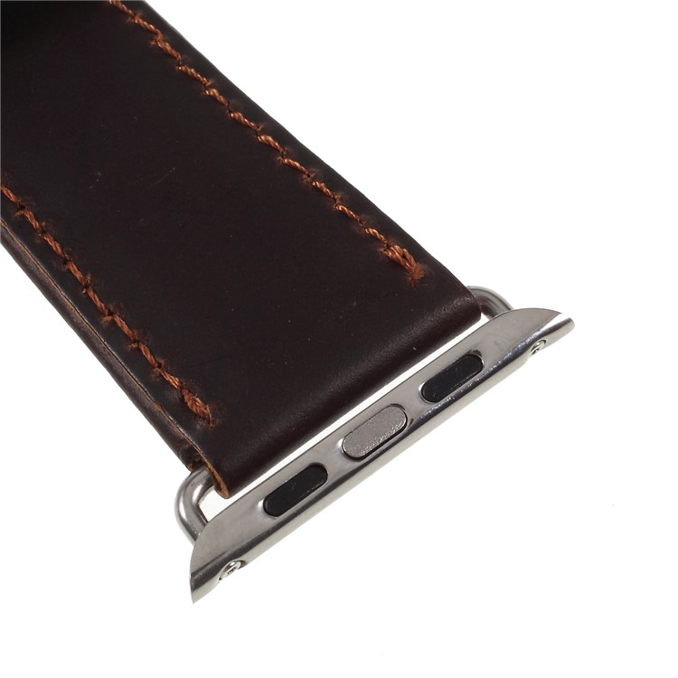 Crazy Horse Grain Vintage Leather Watch Band with Lugs Adapters for Apple Watch Series 3 / 2 / 1 42mm - Coffee-3