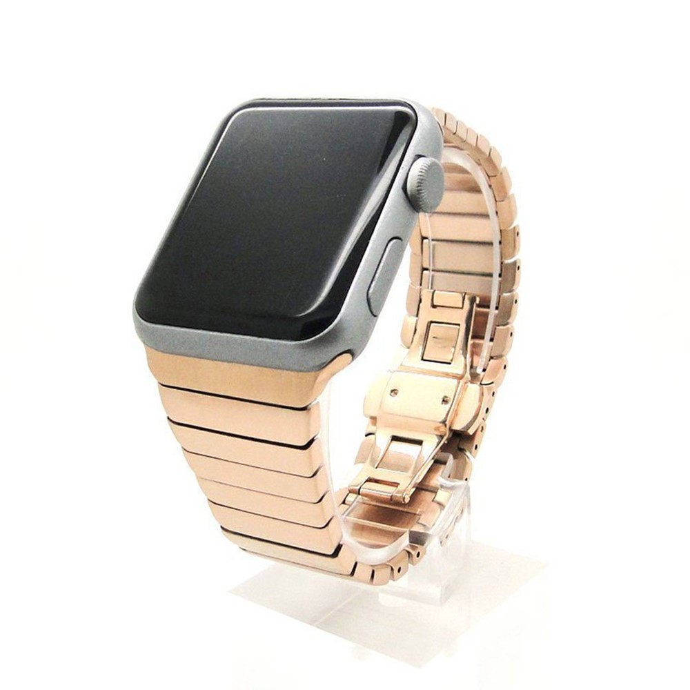Solid Stainless Steel Link Bracelet Watch Strap for Apple Watch Series 3 Series 2 Series 1 38mm - Rose Gold Color-2