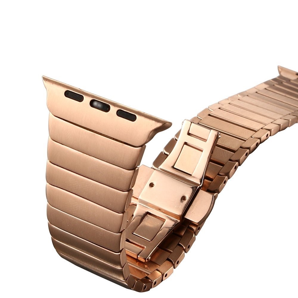 Solid Stainless Steel Link Bracelet Watch Strap for Apple Watch Series 3 Series 2 Series 1 38mm - Rose Gold Color-4