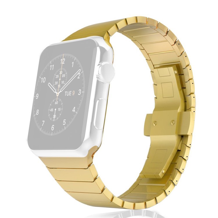 Solid Stainless Steel Watch Strap with Butterfly Buckle for Apple Watch Series 3 Series 2 Series 1 38mm - Gold Color-1