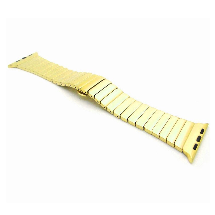 Solid Stainless Steel Watch Strap with Butterfly Buckle for Apple Watch Series 3 Series 2 Series 1 38mm - Gold Color-4