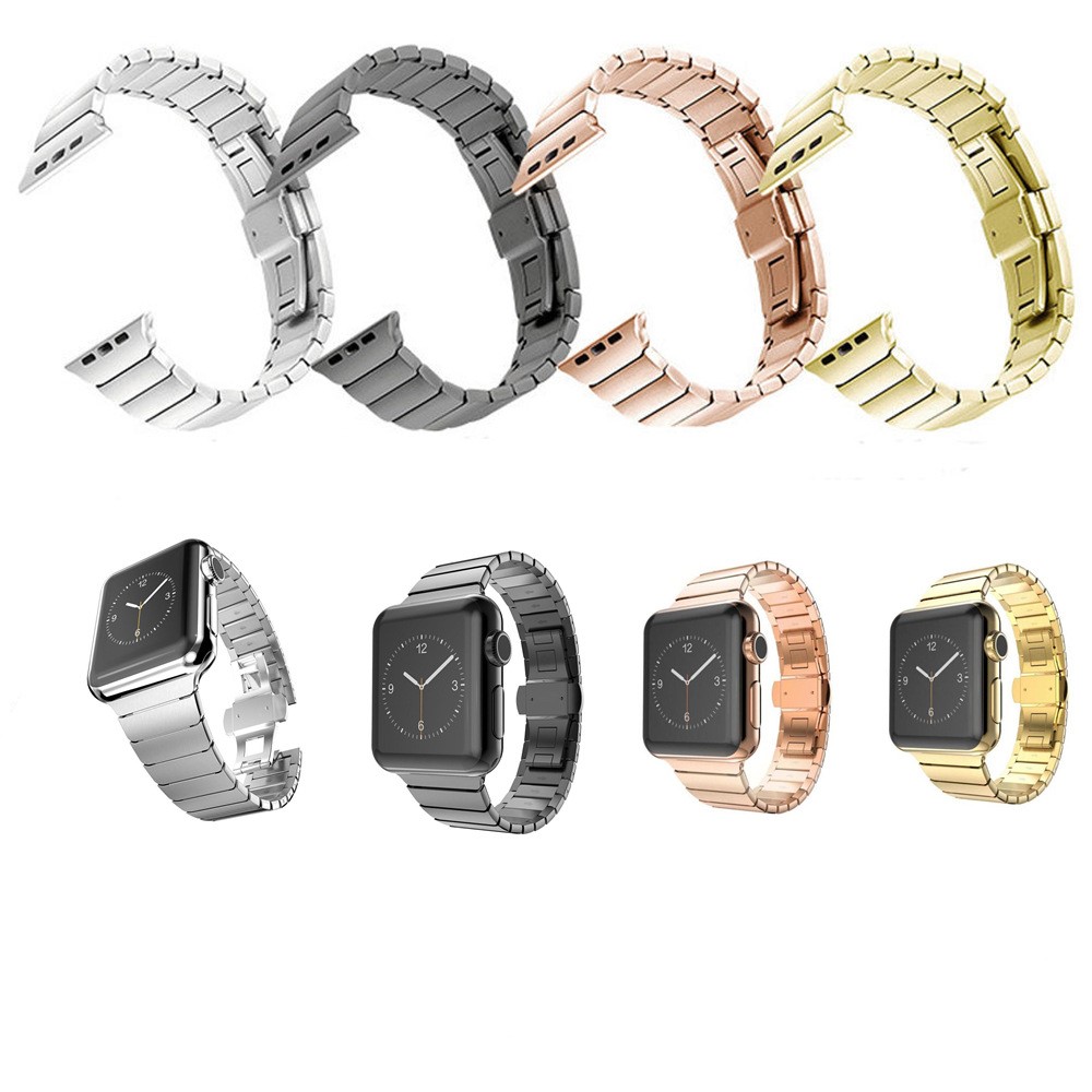 Stainless Steel Link Chain Watch Strap with Butterfly Buckle for Apple Watch Series 3 / 2 / 1 42mm - Black-6