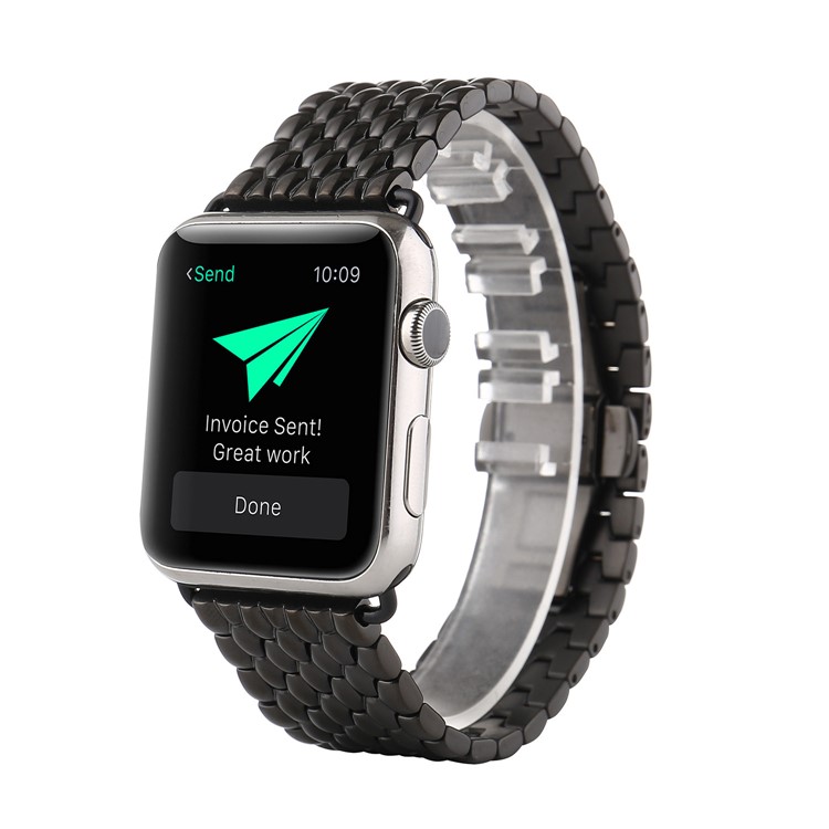 Dragon Pattern Stainless Steel Strap for 42mm Apple Watch Series 3 Series 2 Series 1 - Black-1