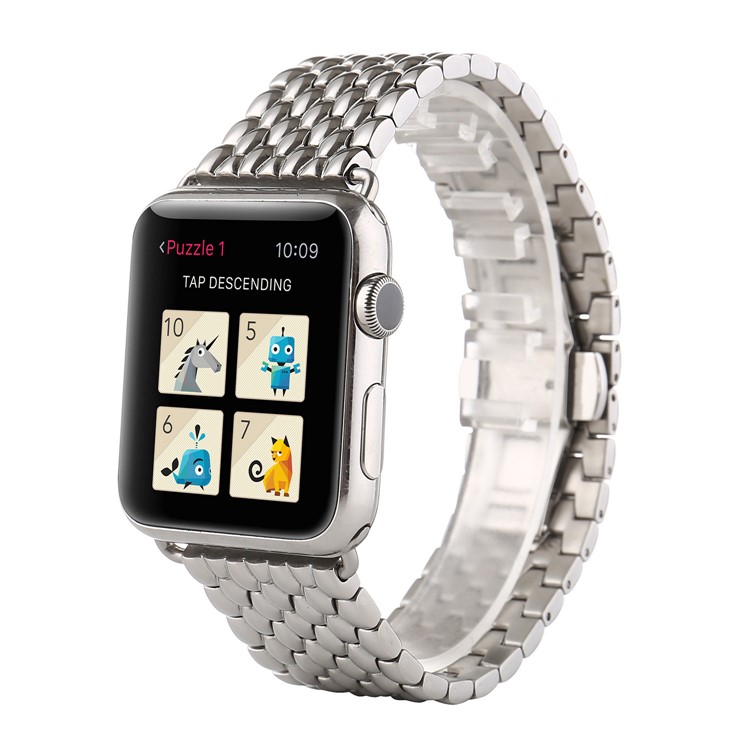 Dragon Pattern Stainless Steel Watchband for 42mm Apple Watch Series 3 Series 2 Series 1 - Silver Color-1