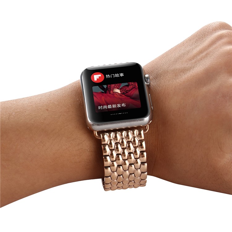 Dragon Pattern Stainless Steel Metal Band for 42mm Apple Watch Series 3 Series 2 Series 1 - Gold Color-4