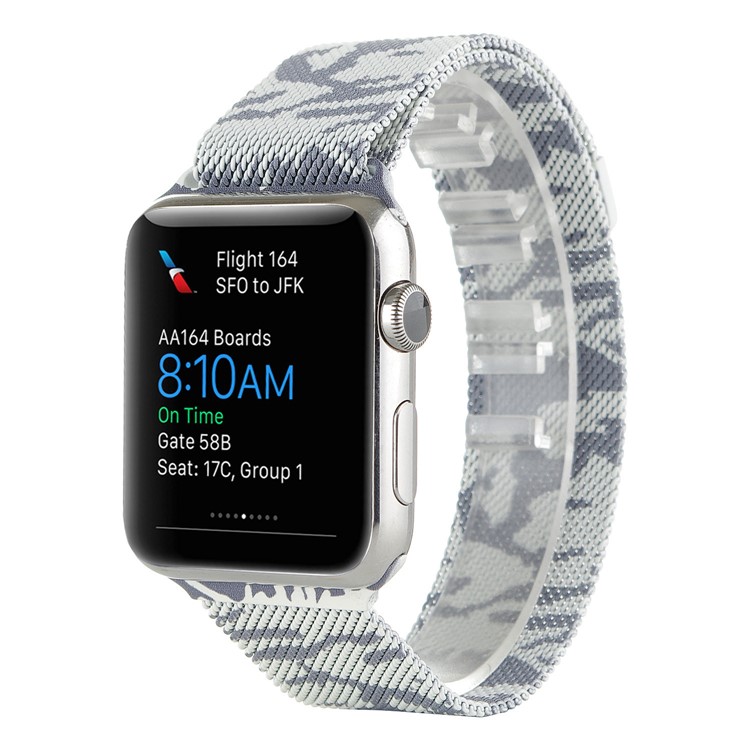 Camouflage Pattern Magnetic Milanese Stainless Steel Watch Strap for Apple Watch Series 3 38mm Series 1 Series 2 - Silver Color-5