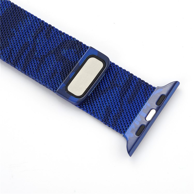 Camouflage Pattern Milanese Mesh Design Metal Watch Strap Bracelet for Apple Watch 38mm Series 3 Series 1 Series 2 - Blue-3