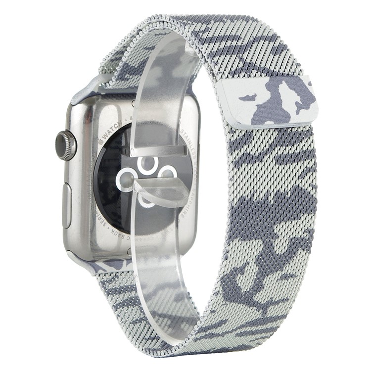 Camouflage Pattern Milanese Stainless Steel Watch Strap Replacement for Apple Watch 42mm Series 3 / 2 / 1 - Silver Color-2