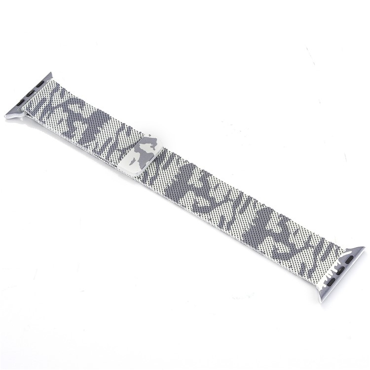 Camouflage Pattern Milanese Stainless Steel Watch Strap Replacement for Apple Watch 42mm Series 3 / 2 / 1 - Silver Color-5