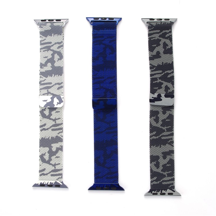 Camouflage Pattern Milanese Stainless Steel Watch Strap Replacement for Apple Watch 42mm Series 3 / 2 / 1 - Silver Color-7
