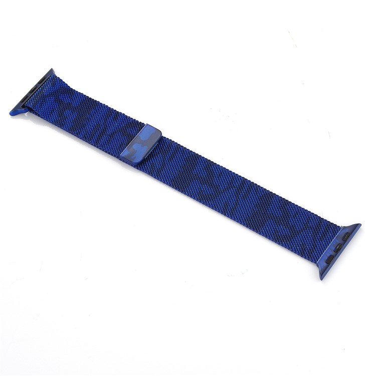 Camouflage Pattern Milanese Mesh Design Metal Watch Strap for Apple Watch 42mm Series 3 / 2 / 1 - Blue-4