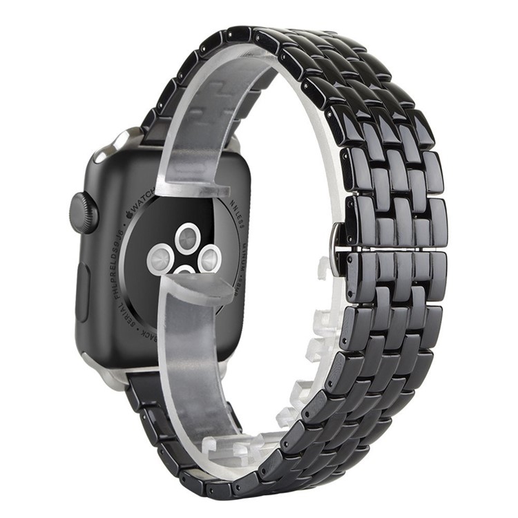 Butterfly Buckle Ceramic Bracelet Watch Band for Apple Watch 42mm Series 1 Series 2 - Black-2