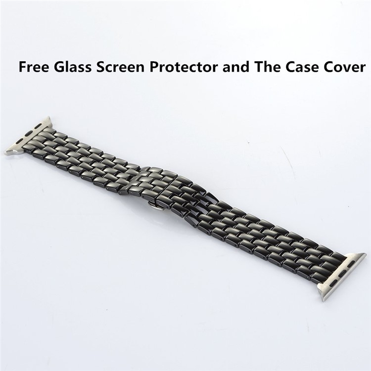 Butterfly Buckle Ceramic Bracelet Watch Band for Apple Watch 42mm Series 1 Series 2 - Black-4