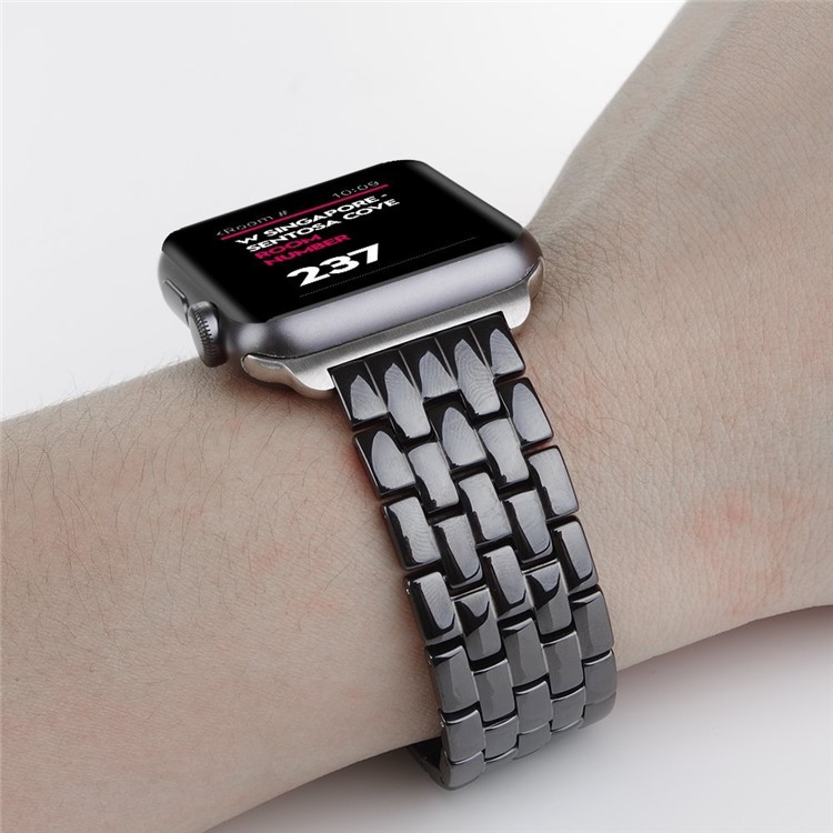 Butterfly Buckle Ceramic Bracelet Watch Band for Apple Watch 42mm Series 1 Series 2 - Black-7