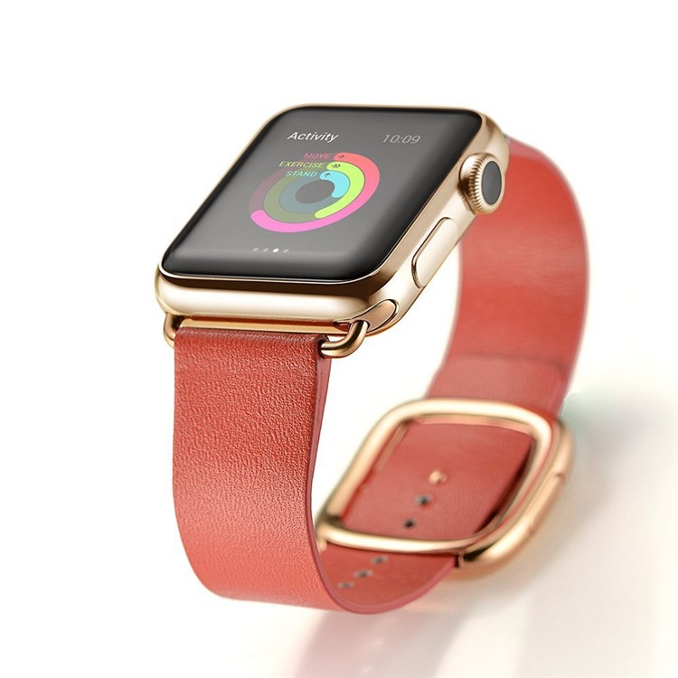 Modern Genuine Leather Watch Strap with Magnetic Buckle for 38mm Apple Watch Series 3 Series 2 Series 1 - Orange-2