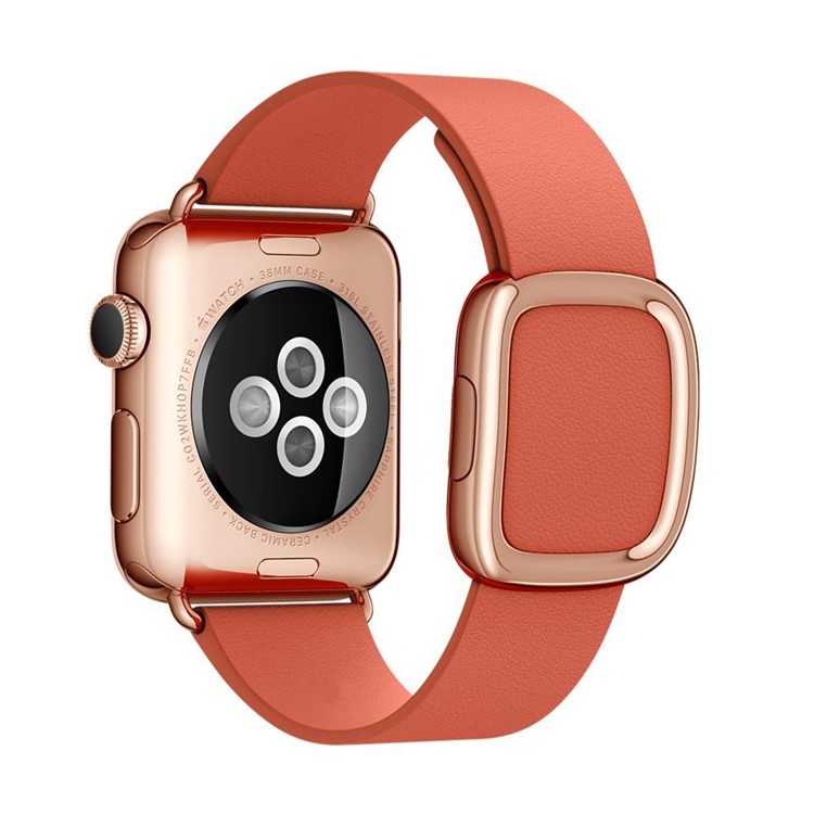Modern Genuine Leather Watch Strap with Magnetic Buckle for 38mm Apple Watch Series 3 Series 2 Series 1 - Orange-3