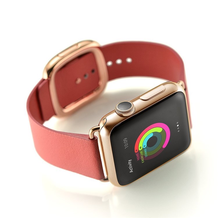 Modern Genuine Leather Watch Strap with Magnetic Buckle for 38mm Apple Watch Series 3 Series 2 Series 1 - Orange-4