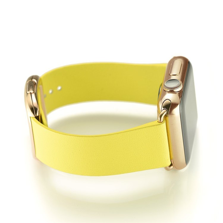 Modern Genuine Leather Watch Band Strap for 38mm Apple Watch Series 3 Series 2 Series 1 - Yellow-3